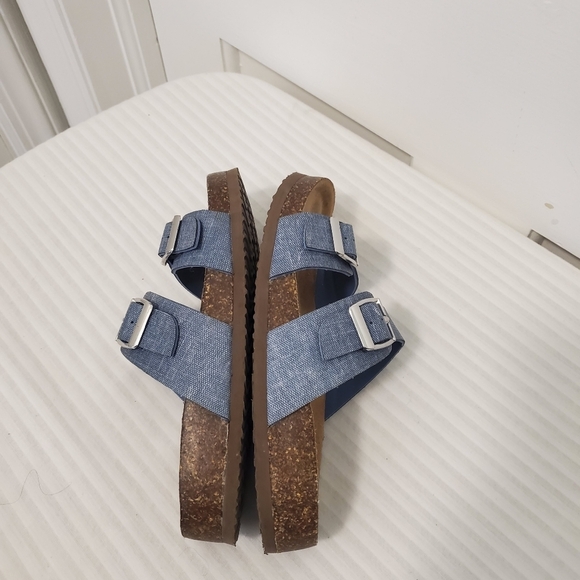 Denim Blue Double Adjustable Strap Sandals Size 3, Casual Comfy - Picture 4 of 6